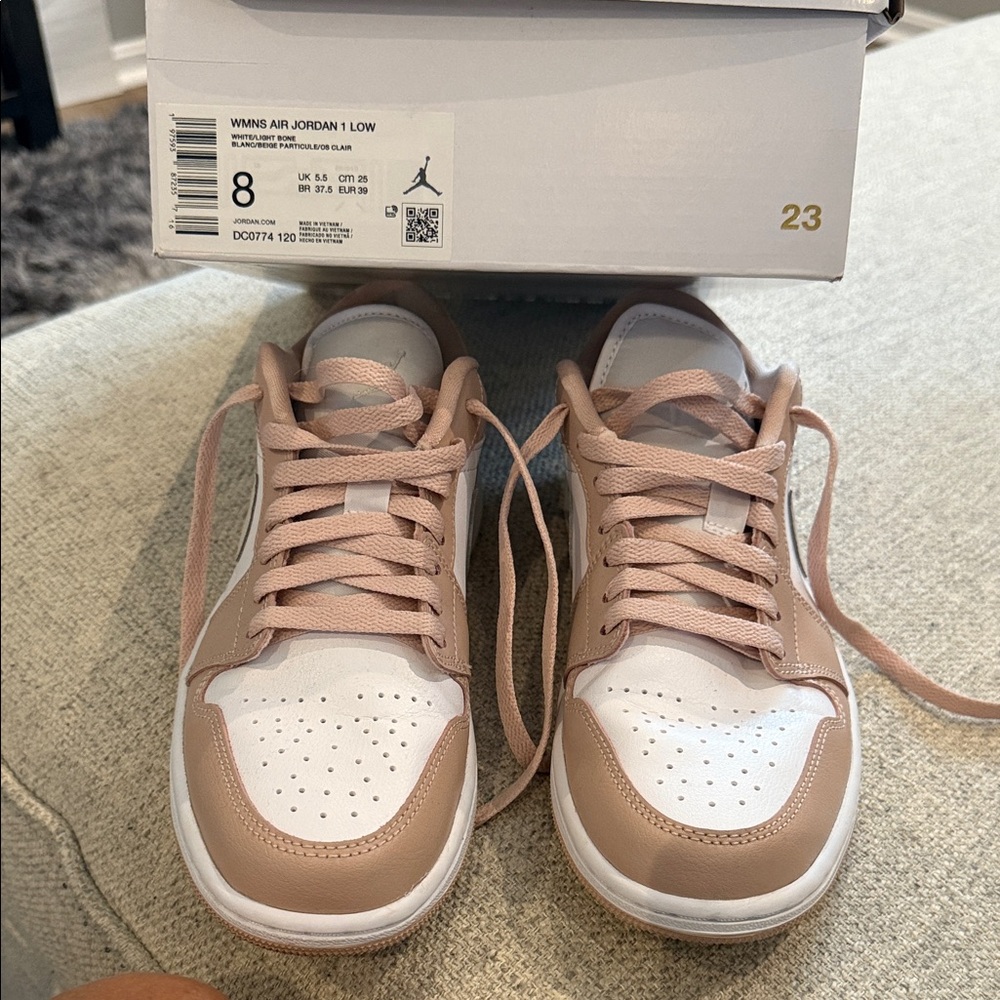 Nike Air Jordan 1 Low Women’s Size 8 –White/Light Bone/Beige Worn Once, With Box